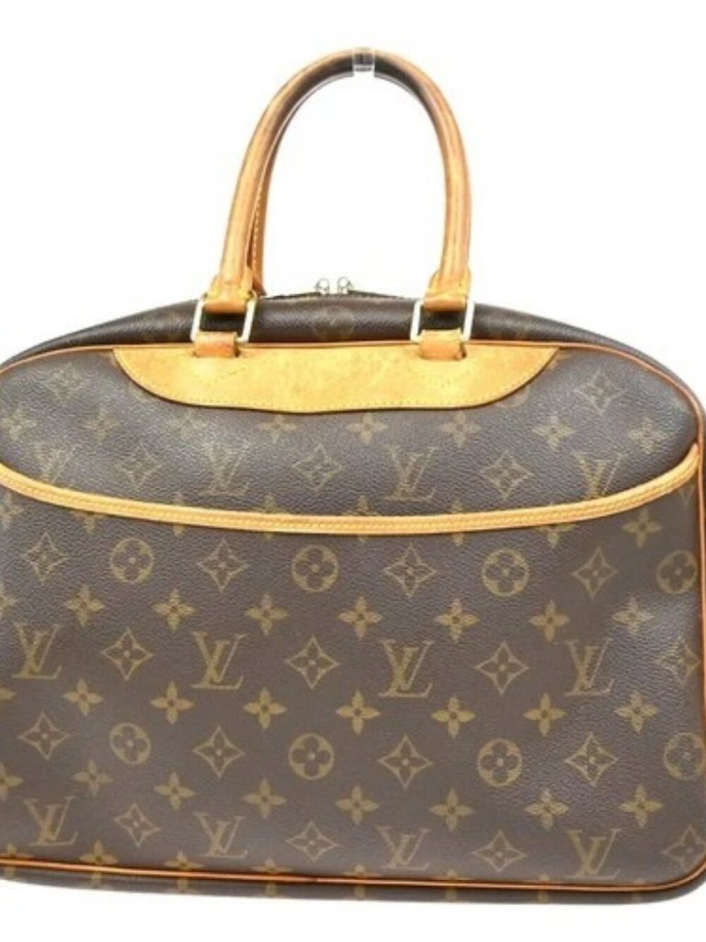 LOUIS VUITTON LV Logo Deauville Hand Bag Monogram Leather Brown M47270 31EG425